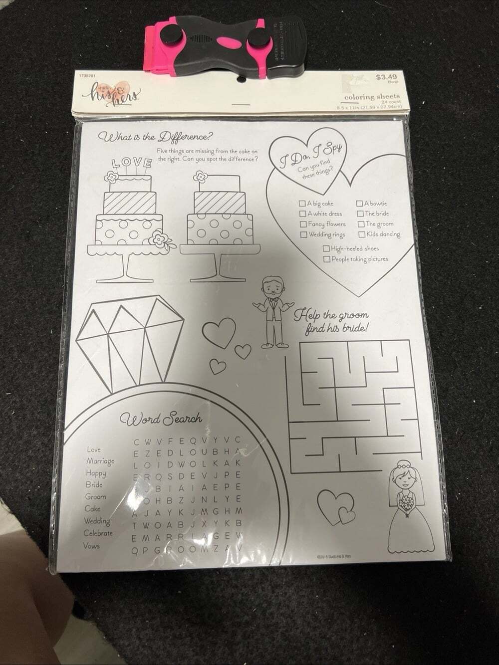 His & Hers Studio Wedding Activity Kids 24 Coloring Sheets